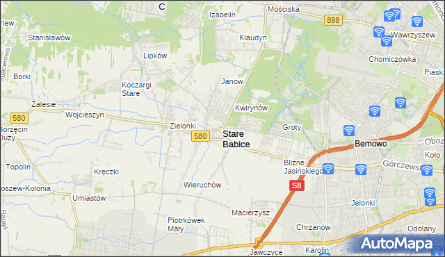 mapa Stare Babice, Stare Babice na mapie Targeo