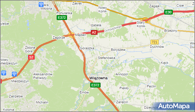 mapa Stefanówka gmina Wiązowna, Stefanówka gmina Wiązowna na mapie Targeo