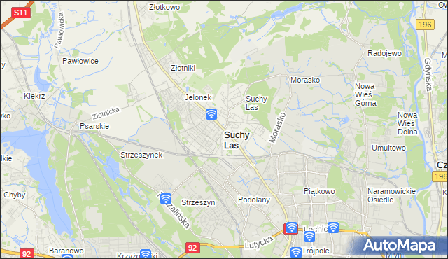 mapa Suchy Las powiat poznański, Suchy Las powiat poznański na mapie Targeo