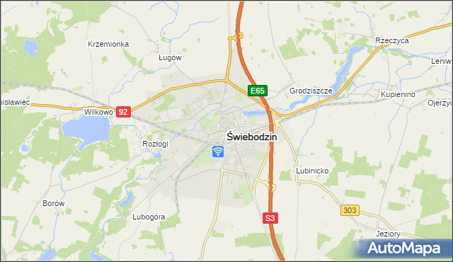 mapa Świebodzin, Świebodzin na mapie Targeo