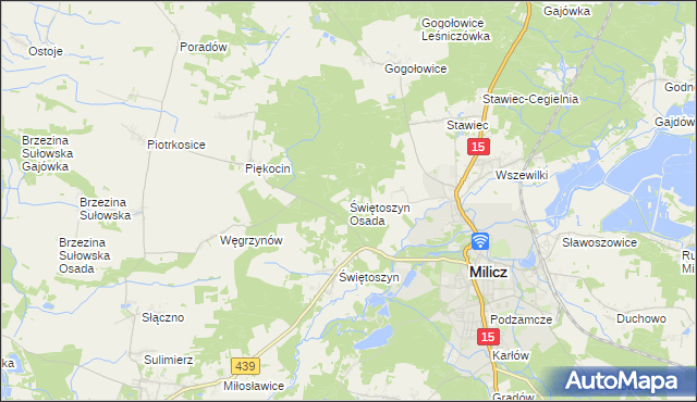 mapa Świętoszyn Osada, Świętoszyn Osada na mapie Targeo