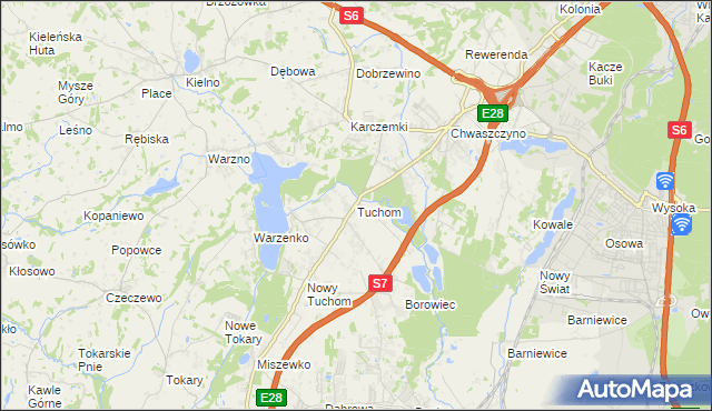 mapa Tuchom, Tuchom na mapie Targeo