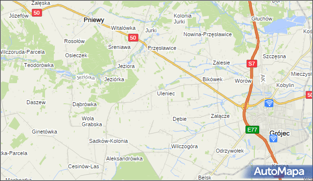 mapa Uleniec, Uleniec na mapie Targeo