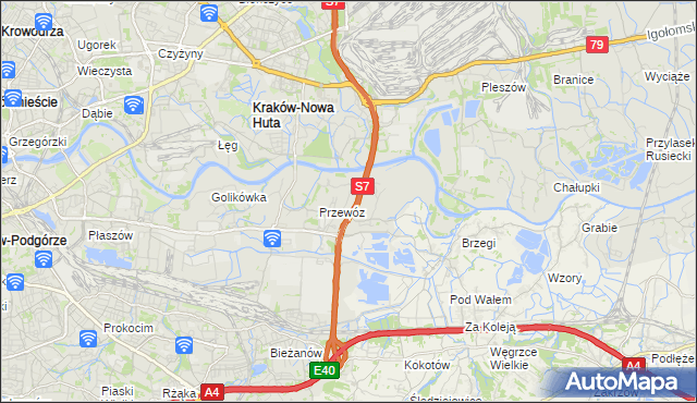 mapa Ulica gmina Kraków, Ulica gmina Kraków na mapie Targeo