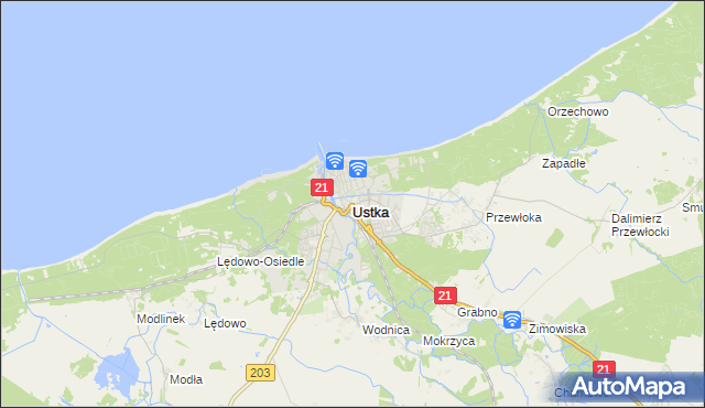 mapa Ustka, Ustka na mapie Targeo