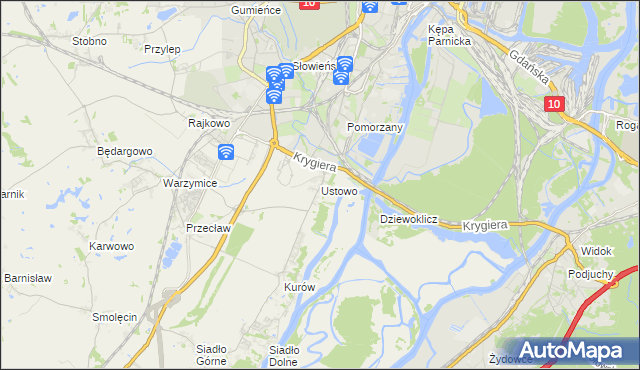 mapa Ustowo, Ustowo na mapie Targeo