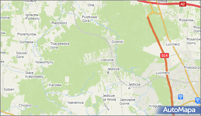 mapa Ustronie gmina Zgierz, Ustronie gmina Zgierz na mapie Targeo