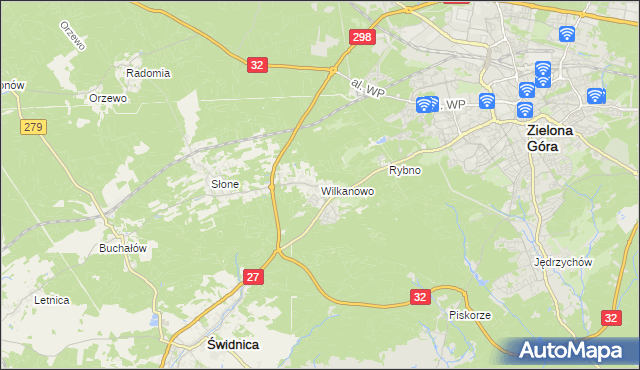 mapa Wilkanowo gmina Świdnica, Wilkanowo gmina Świdnica na mapie Targeo