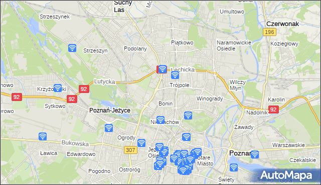 mapa Winiary gmina Poznań, Winiary gmina Poznań na mapie Targeo