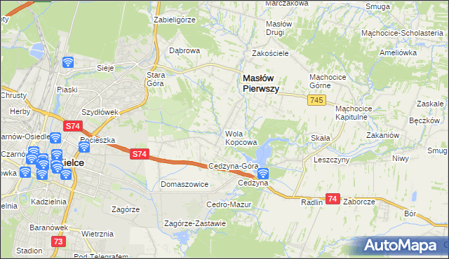 mapa Wola Kopcowa, Wola Kopcowa na mapie Targeo