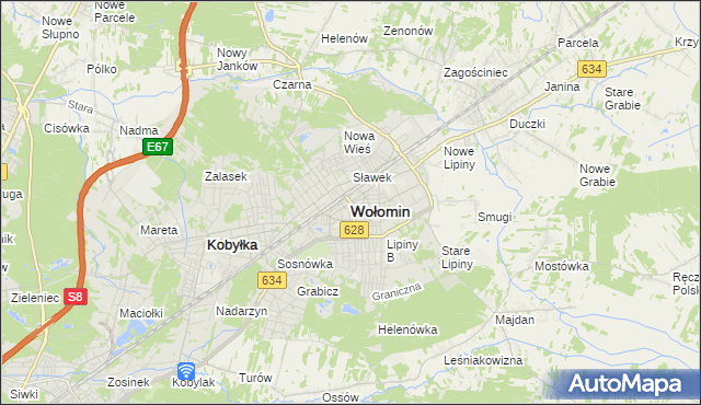 mapa Wołomin, Wołomin na mapie Targeo