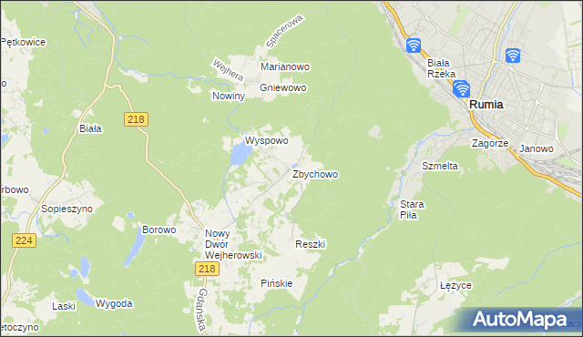 mapa Zbychowo, Zbychowo na mapie Targeo