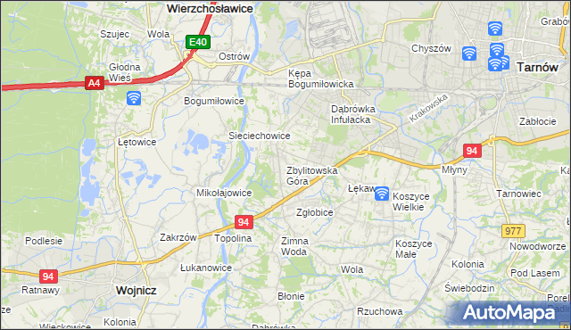 mapa Zbylitowska Góra, Zbylitowska Góra na mapie Targeo
