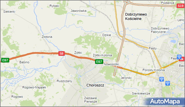 mapa Żółtki-Kolonia, Żółtki-Kolonia na mapie Targeo