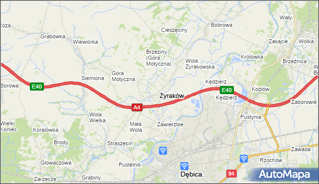 mapa Żyraków, Żyraków na mapie Targeo