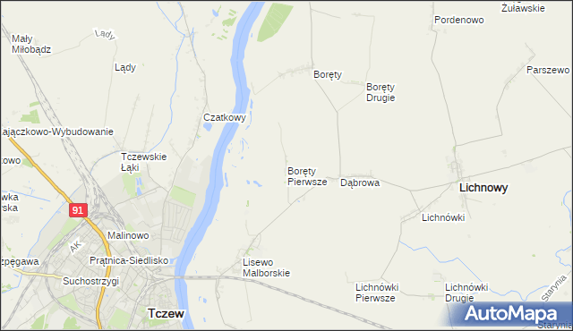 mapa Boręty Pierwsze, Boręty Pierwsze na mapie Targeo