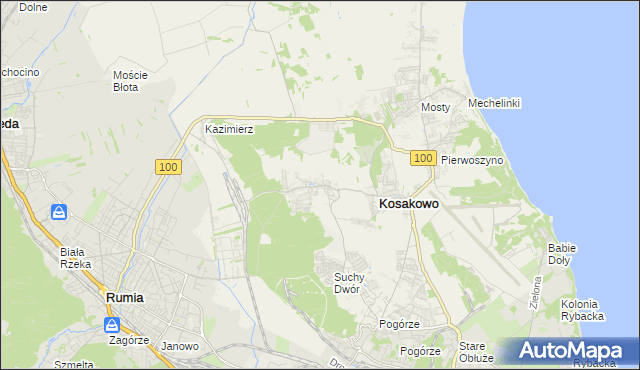 mapa Dębogórze, Dębogórze na mapie Targeo