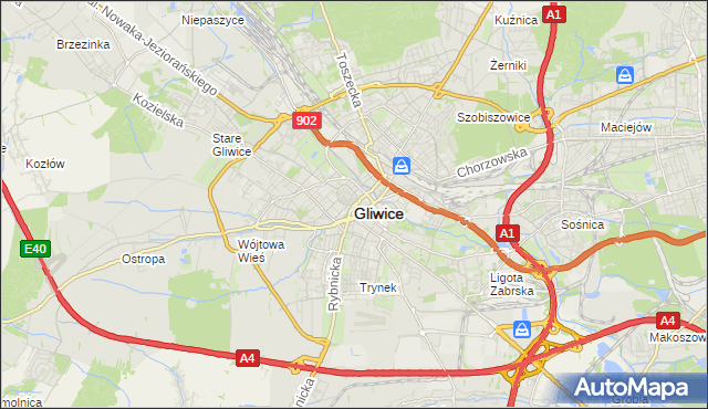 mapa Gliwic, Gliwice na mapie Targeo