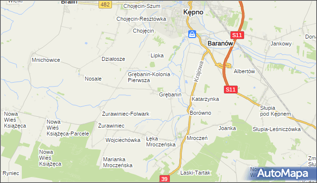 mapa Grębanin, Grębanin na mapie Targeo