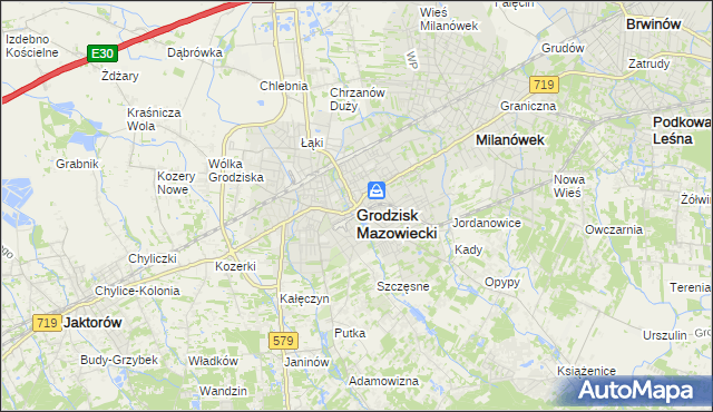 mapa Grodzisk Mazowiecki, Grodzisk Mazowiecki na mapie Targeo