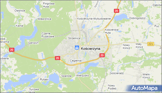 mapa Kościerzyna, Kościerzyna na mapie Targeo