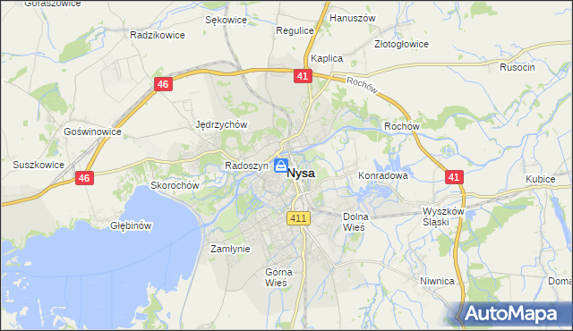 mapa Nysy, Nysa na mapie Targeo