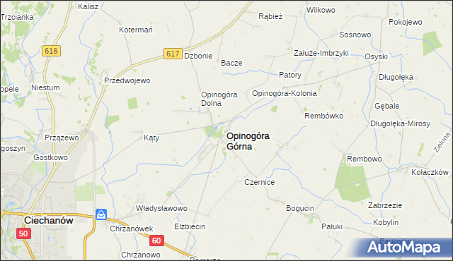 mapa Opinogóra Górna, Opinogóra Górna na mapie Targeo