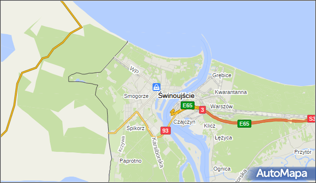 mapa Świnoujście, Świnoujście na mapie Targeo