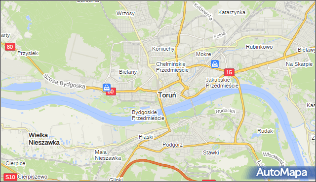 mapa Torunia, Toruń na mapie Targeo
