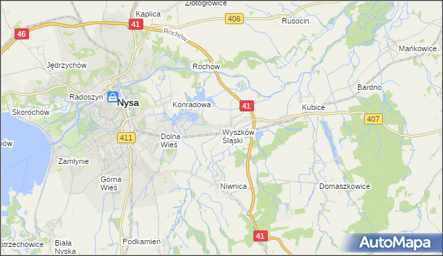 mapa Wyszków Śląski, Wyszków Śląski na mapie Targeo