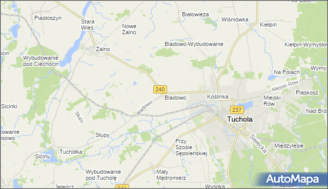 mapa Bladowo gmina Tuchola, Bladowo gmina Tuchola na mapie Targeo
