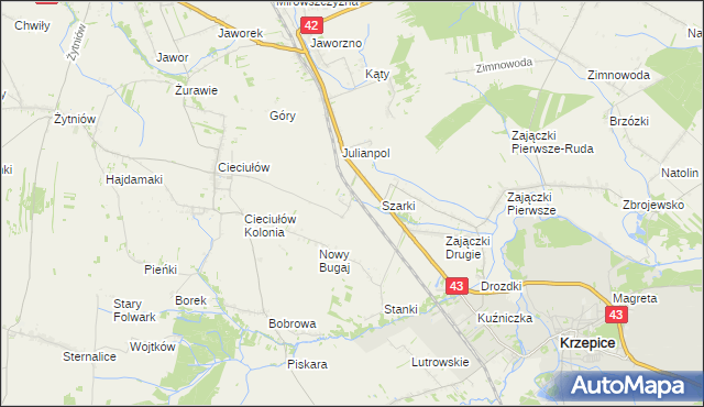 mapa Brzeziny Cieciułowskie, Brzeziny Cieciułowskie na mapie Targeo