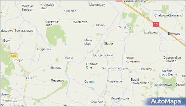 mapa Gutowo-Górki, Gutowo-Górki na mapie Targeo