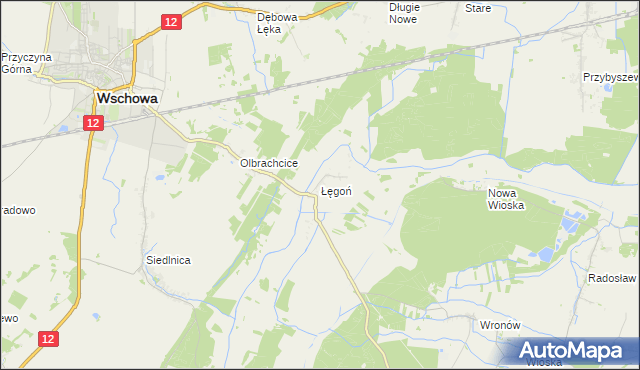 mapa Łęgoń, Łęgoń na mapie Targeo
