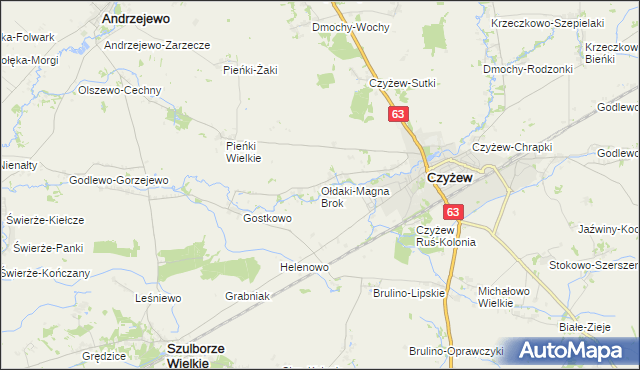 mapa Ołdaki-Magna Brok, Ołdaki-Magna Brok na mapie Targeo