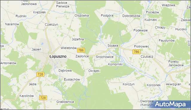 mapa Snochowice, Snochowice na mapie Targeo