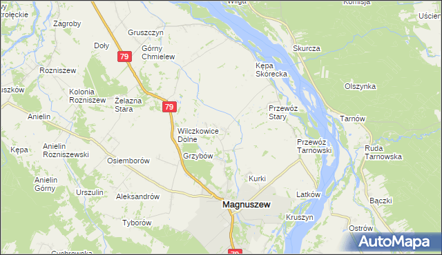 mapa Wólka Tarnowska gmina Magnuszew, Wólka Tarnowska gmina Magnuszew na mapie Targeo