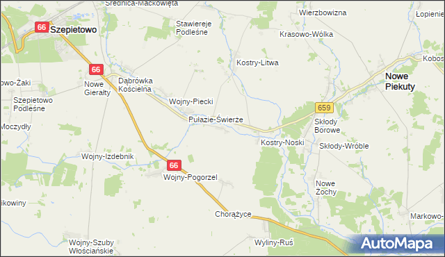mapa Wyszonki-Posele, Wyszonki-Posele na mapie Targeo