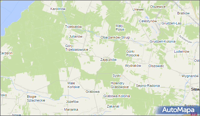 mapa Zajączków gmina Mniszków, Zajączków gmina Mniszków na mapie Targeo