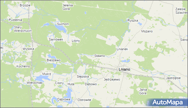 mapa Sławno gmina Cekcyn, Sławno gmina Cekcyn na mapie Targeo