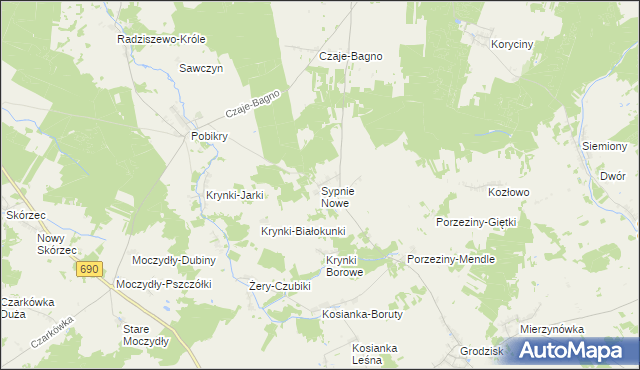 mapa Sypnie Nowe, Sypnie Nowe na mapie Targeo