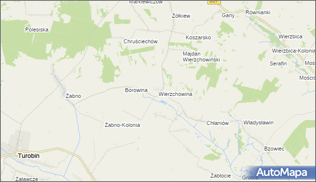 mapa Wierzchowina gmina Żółkiewka, Wierzchowina gmina Żółkiewka na mapie Targeo