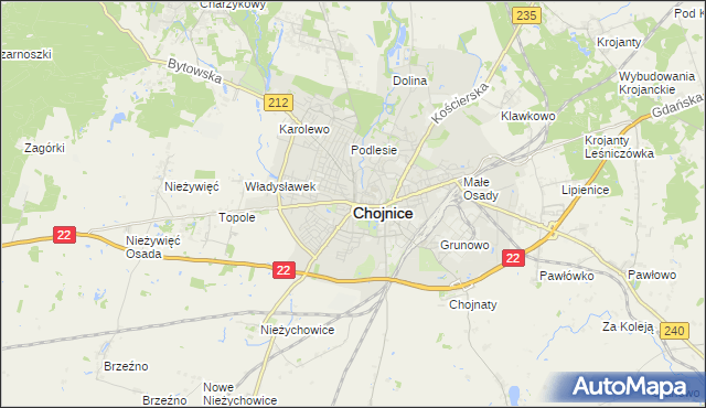mapa Chojnic, Chojnice na mapie Targeo