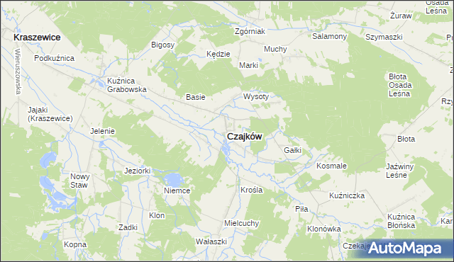 mapa Czajków powiat ostrzeszowski, Czajków powiat ostrzeszowski na mapie Targeo