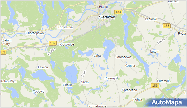 mapa Góra gmina Sieraków, Góra gmina Sieraków na mapie Targeo