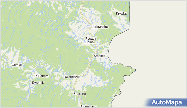 mapa Smolnik gmina Lutowiska, Smolnik gmina Lutowiska na mapie Targeo