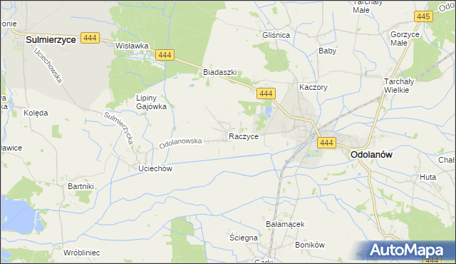 mapa Raczyce gmina Odolanów, Raczyce gmina Odolanów na mapie Targeo