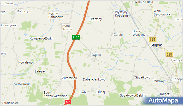 mapa Dąbek gmina Stupsk, Dąbek gmina Stupsk na mapie Targeo