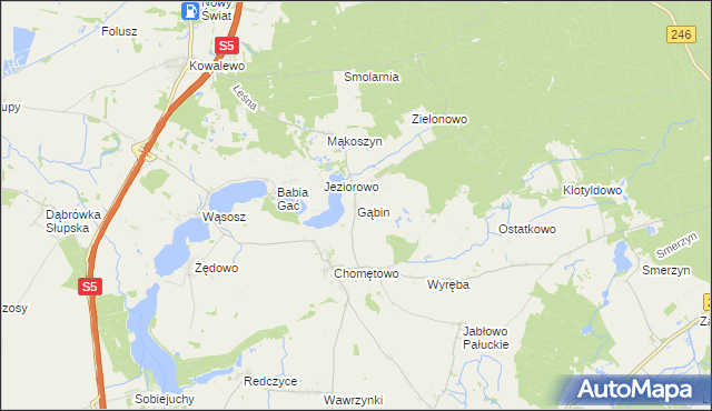 mapa Gąbin gmina Szubin, Gąbin gmina Szubin na mapie Targeo