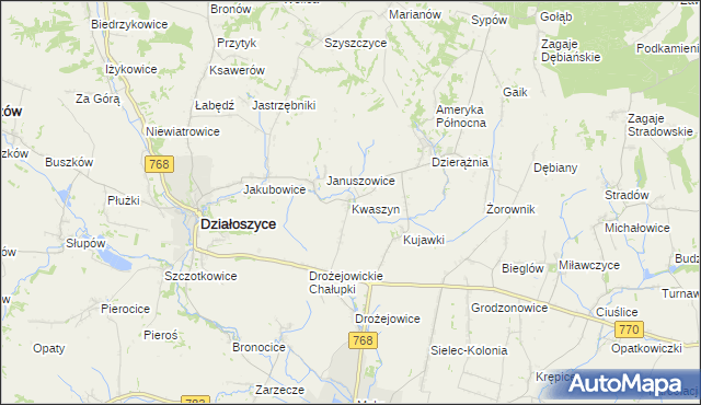 mapa Kwaszyn, Kwaszyn na mapie Targeo